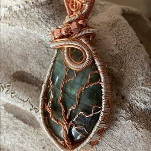 Labradorite tree of life in two tone silver copper